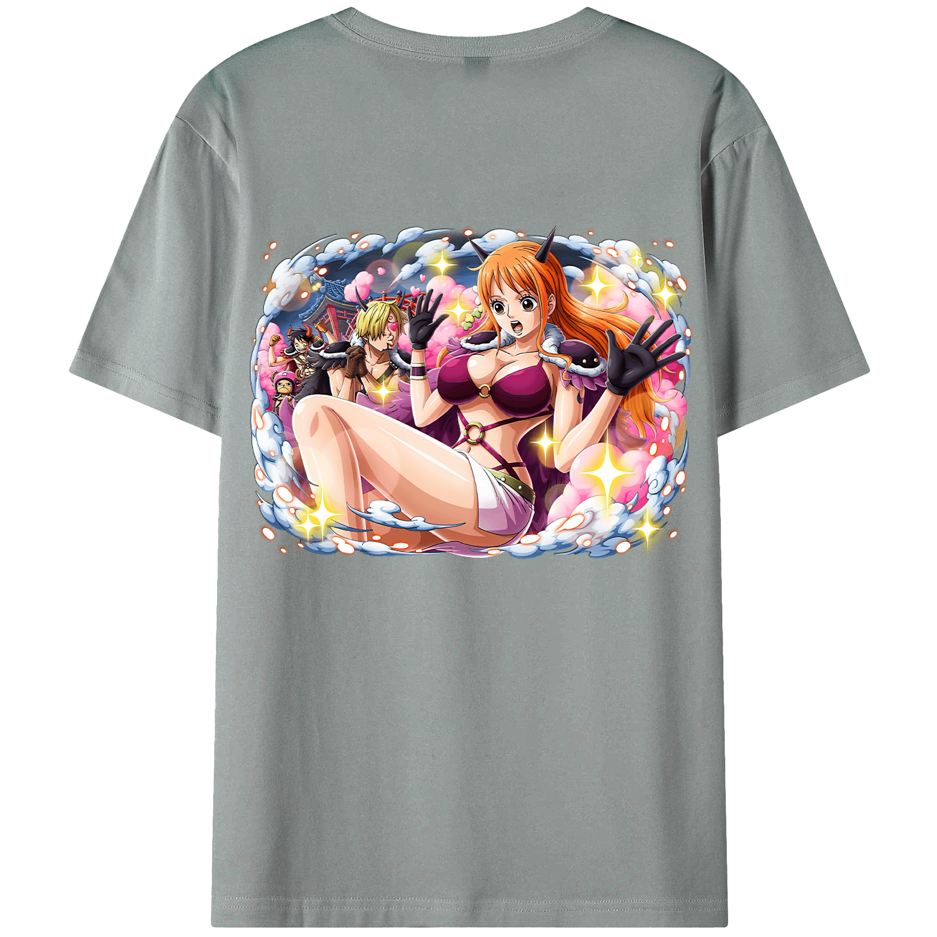 （画像用） ワンピース ナミ ONE PIECE Nami 綿100％ メンズ半袖Tシャツ（バックプリント） 通気性